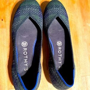 Rothy’s plaid flats shoes blue green 8W